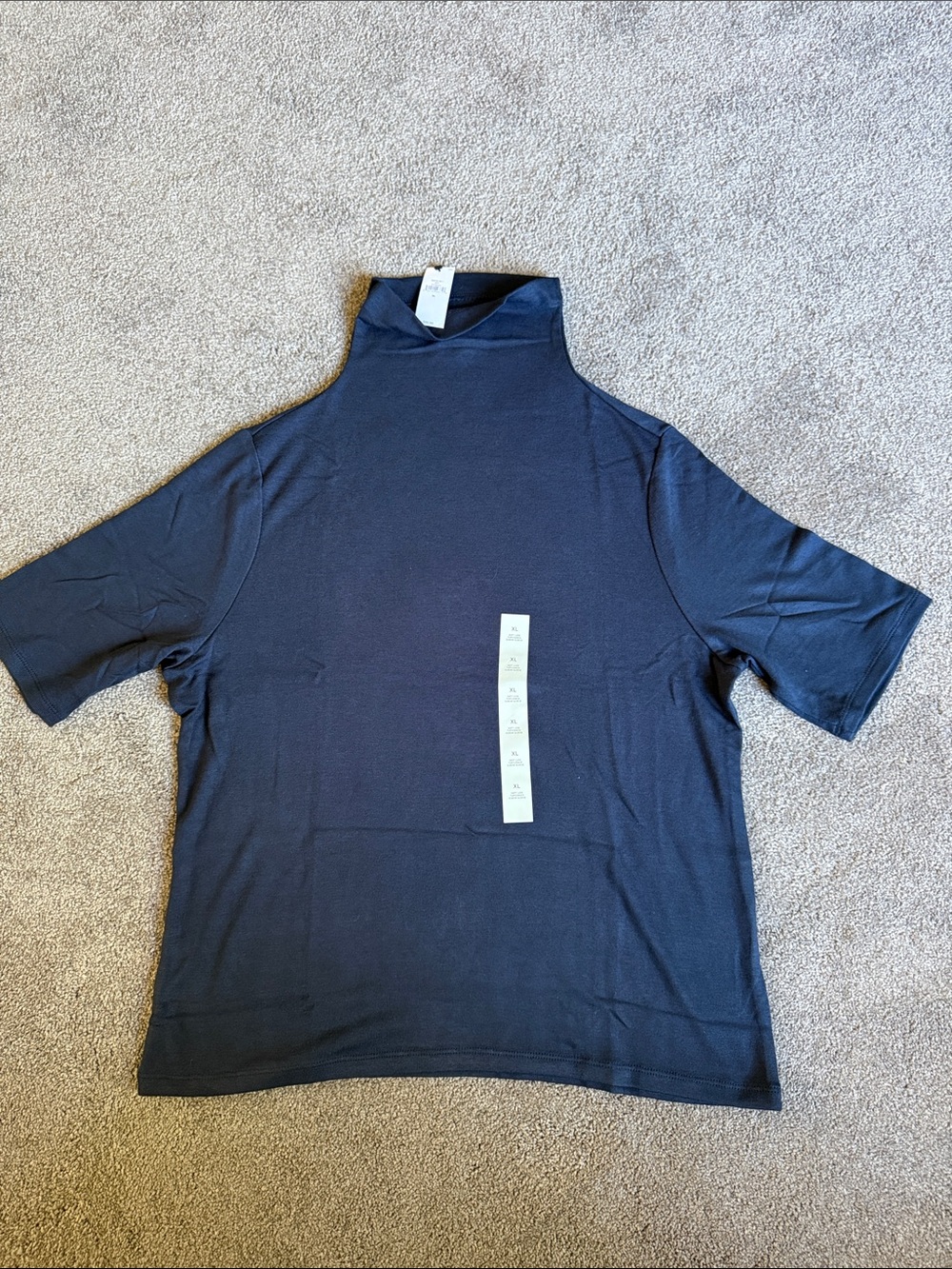 Banana Republic Navy Short Sleeve Mock Neck Top